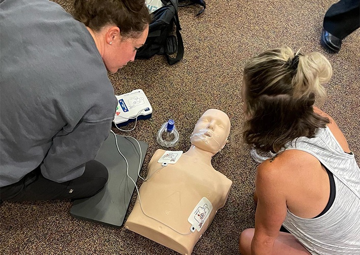 Dental team members a C P R and first aid training