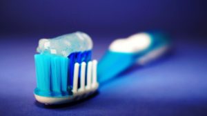 Toothbrush on counter at dentist in Columbia.