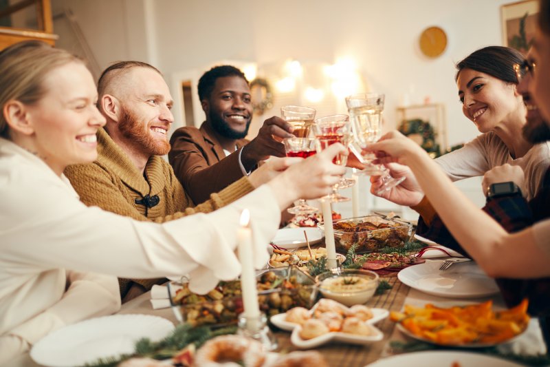 Friends at holiday dinner