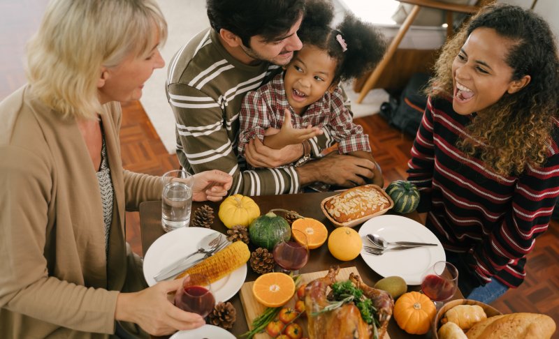 Family at Thanksgiving dinner