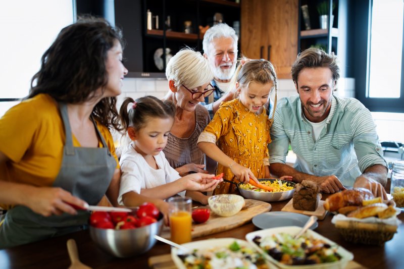 family eating together in Columbia