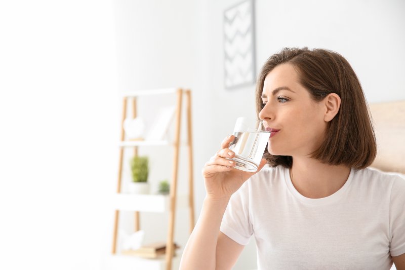 woman drinking water in Columbia