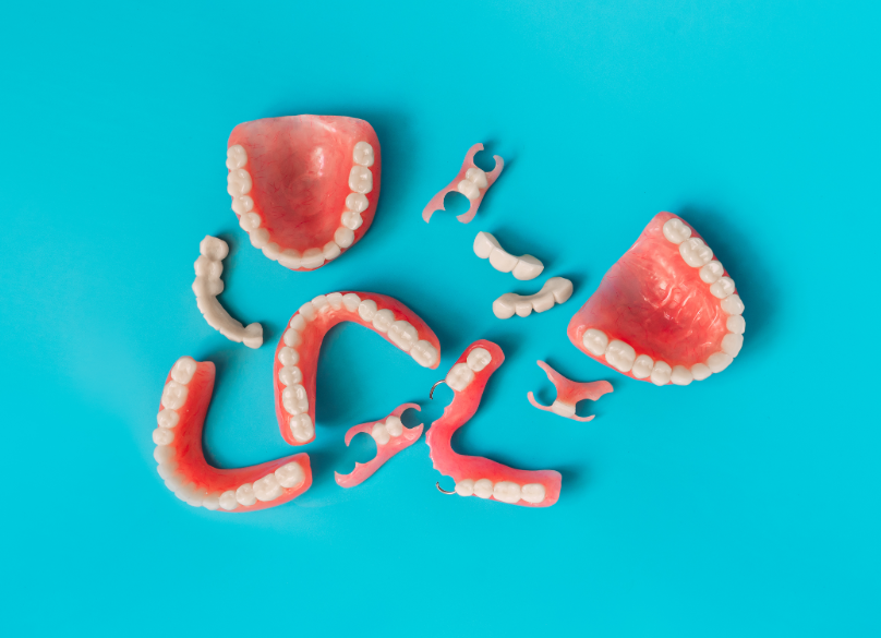 Disassembled dentures